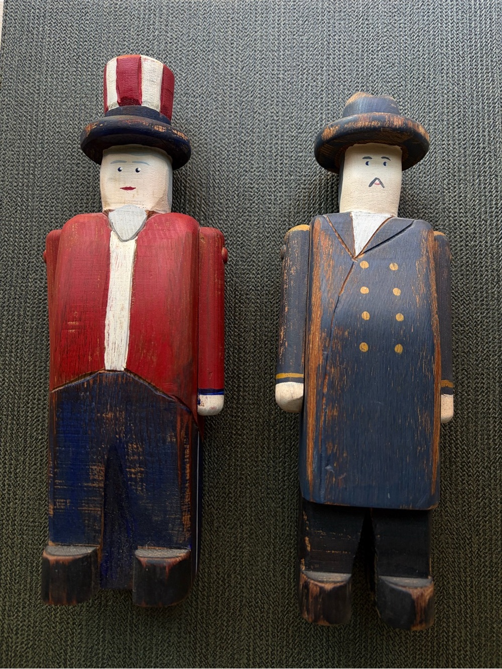 Vintage Wolf Creek Folk Art Hand-Carved Wooden Figurines- Artist Signed